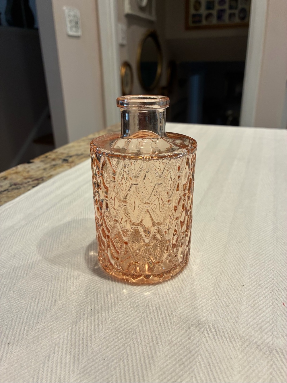 Decorative Textured Glass Vase - Peach Pink